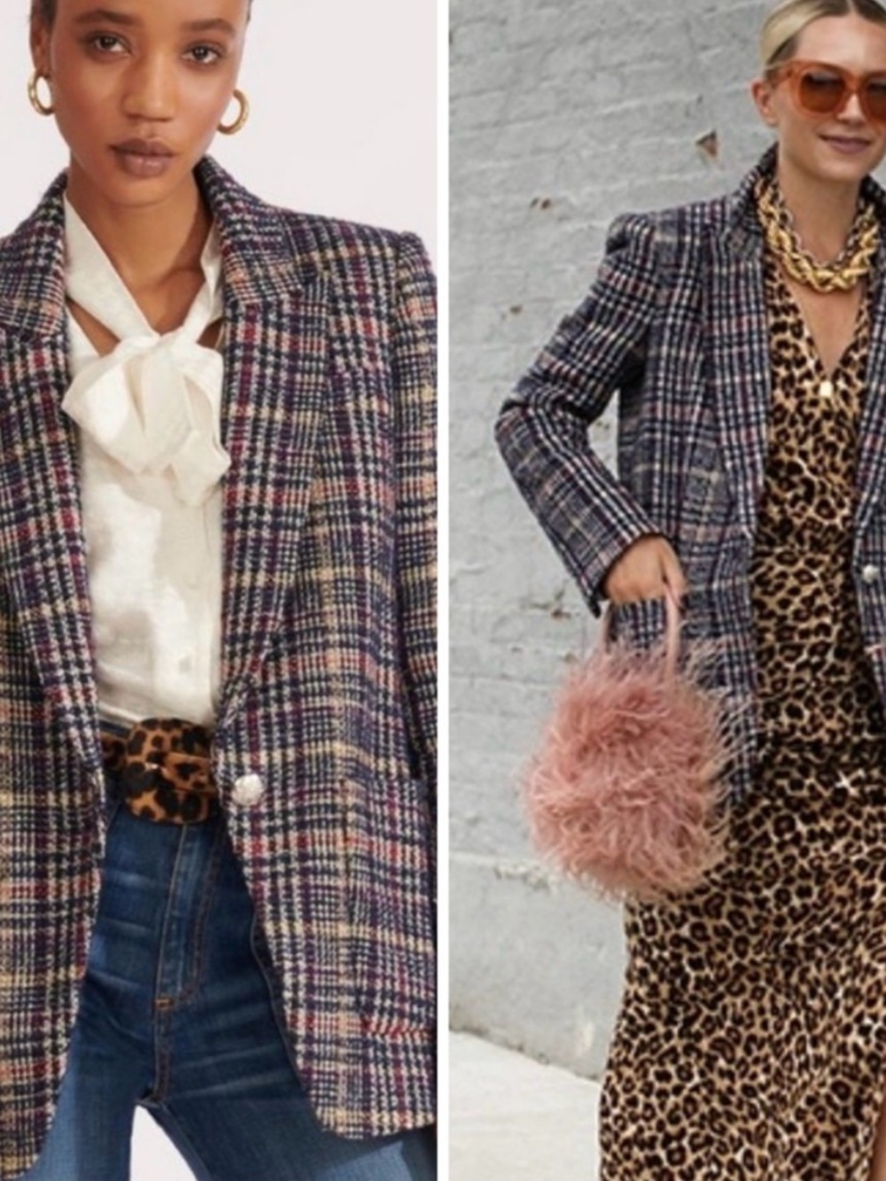 Veronica Beard Alger Size 0 Blue Plaid Tweed Blazer